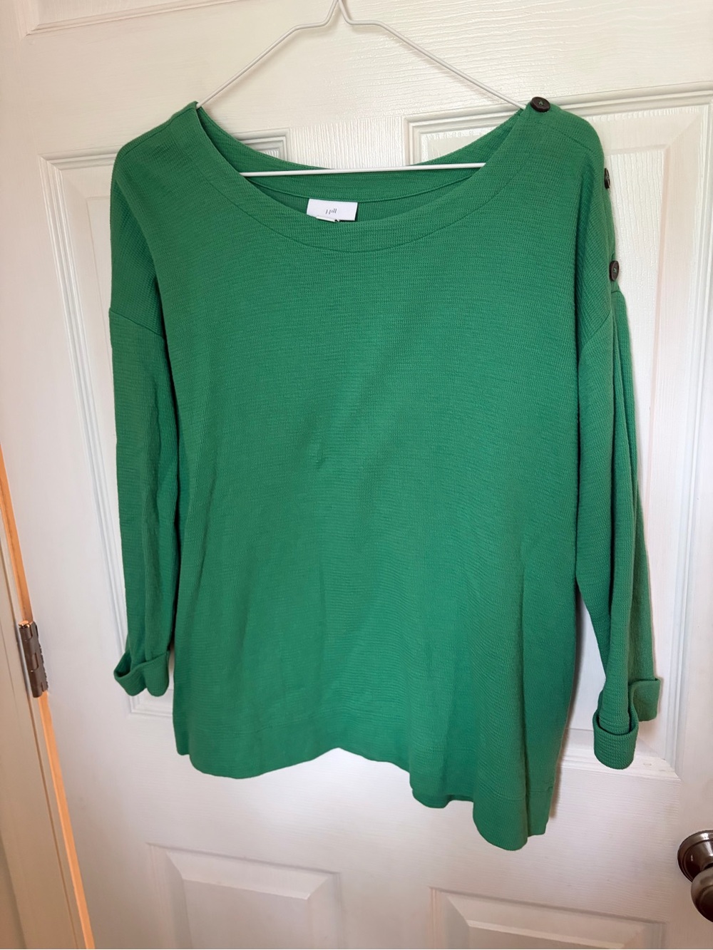J. Jill Green Button-Shoulder Knit Top